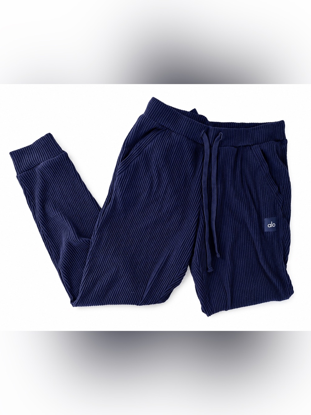 ALO Yoga Muse Sweatpant Navy Blue Comfy Ribbed Joggers Size Medium Womens